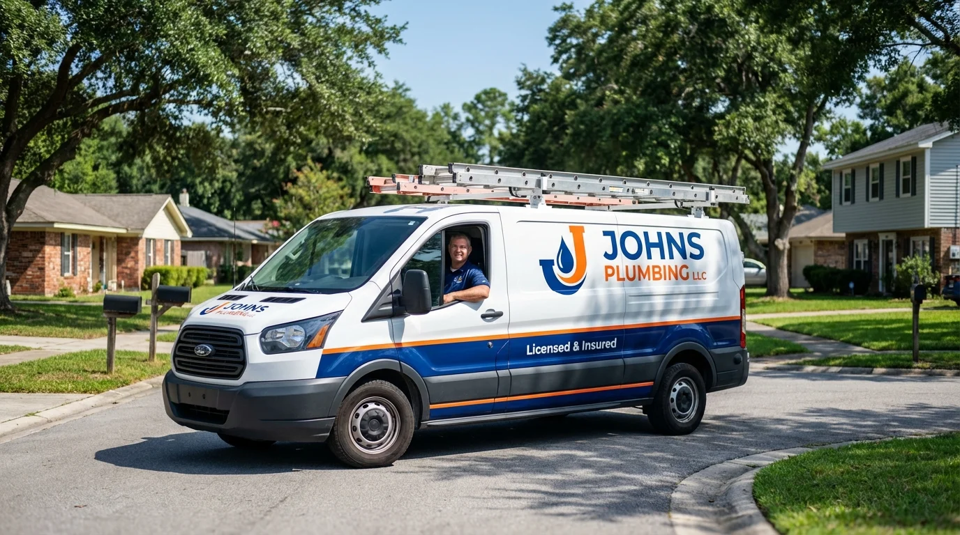 Johns Plumbing LLC service van in Williams Bay, WI