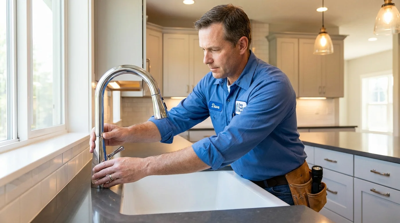 Kitchen faucet installation by Johns Plumbing LLC in Williams Bay
