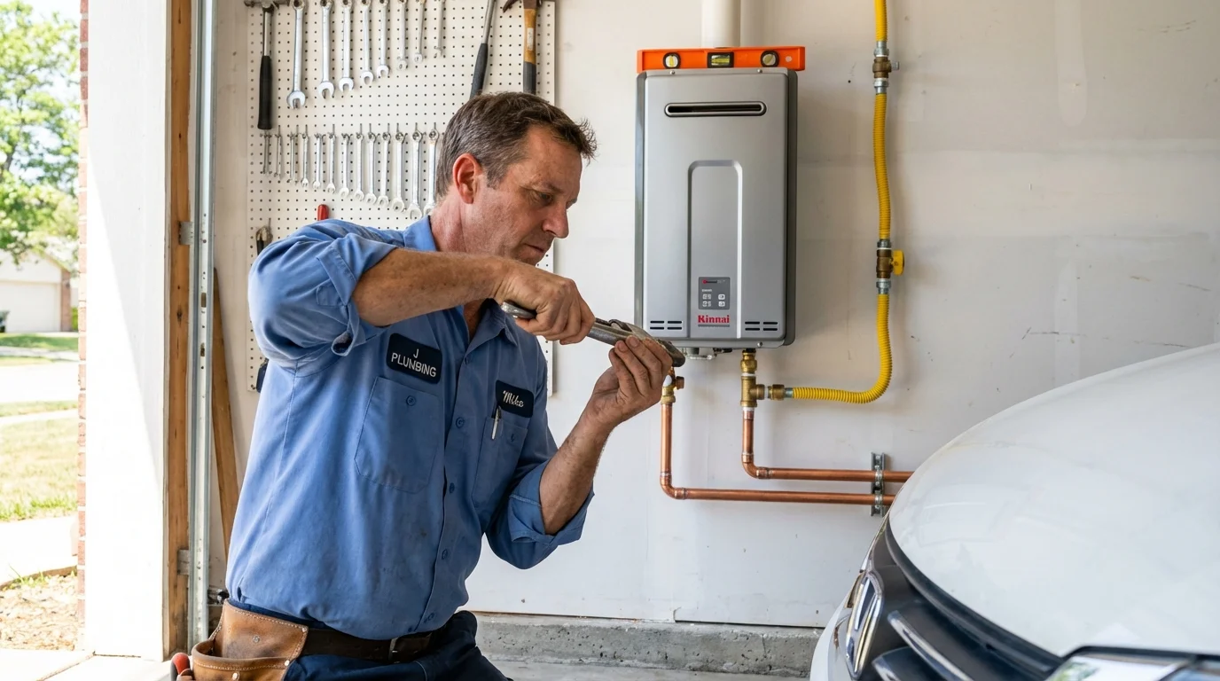 Tankless water heater installation by a Johns Plumbing LLC plumber in Williams Bay